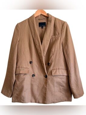 BANANA REPUBLIC Linen Preppy Business Casual Formal Double Breasted Blazer Sz 8